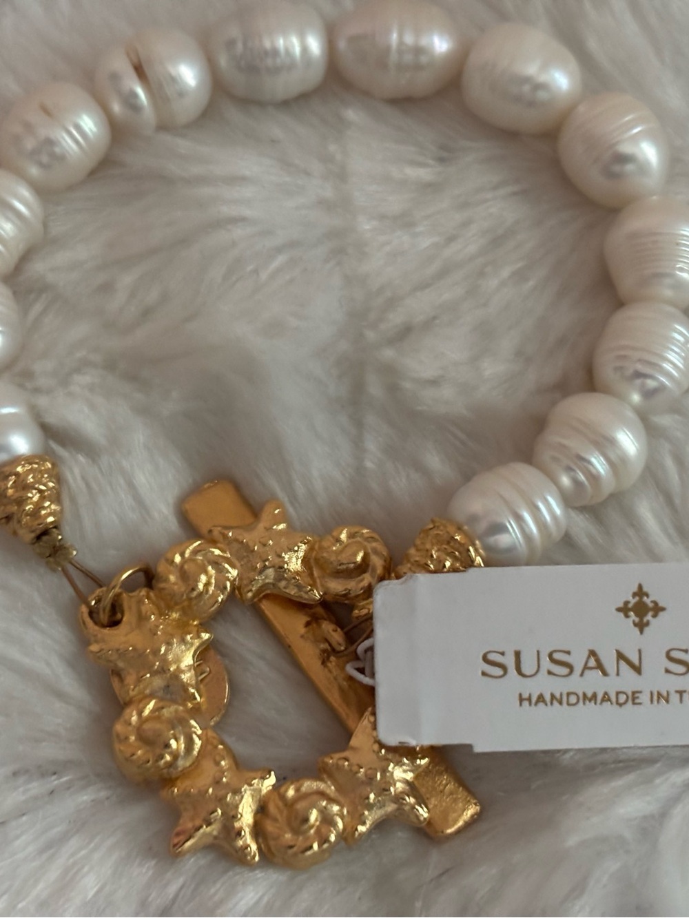 Susan Shaw Pearl Bracelet with Gold Toggle